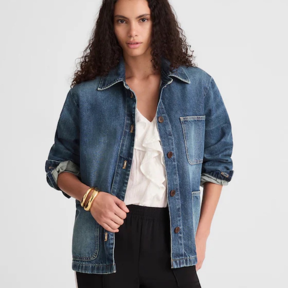 Madewell Relaxed Chore Jacket Greendale Wash Medium NEW Denim Utility Coat